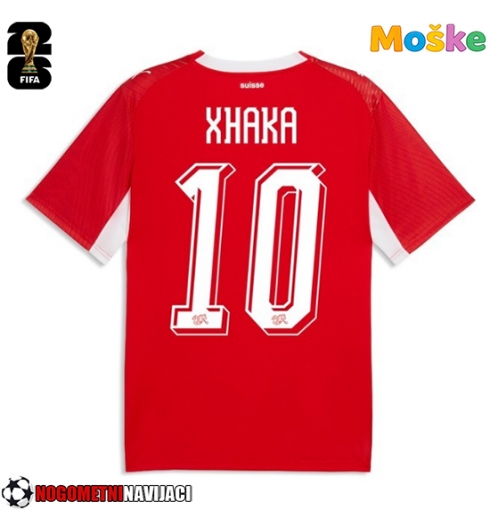 Moške Nogometnih dresov Švica Granit Xhaka #10 Domači SP 2026 Kratki rokavi Moške Nogometnih dresov Švica Granit Xhaka #10 Domači SP 2026 Kratki rokavi